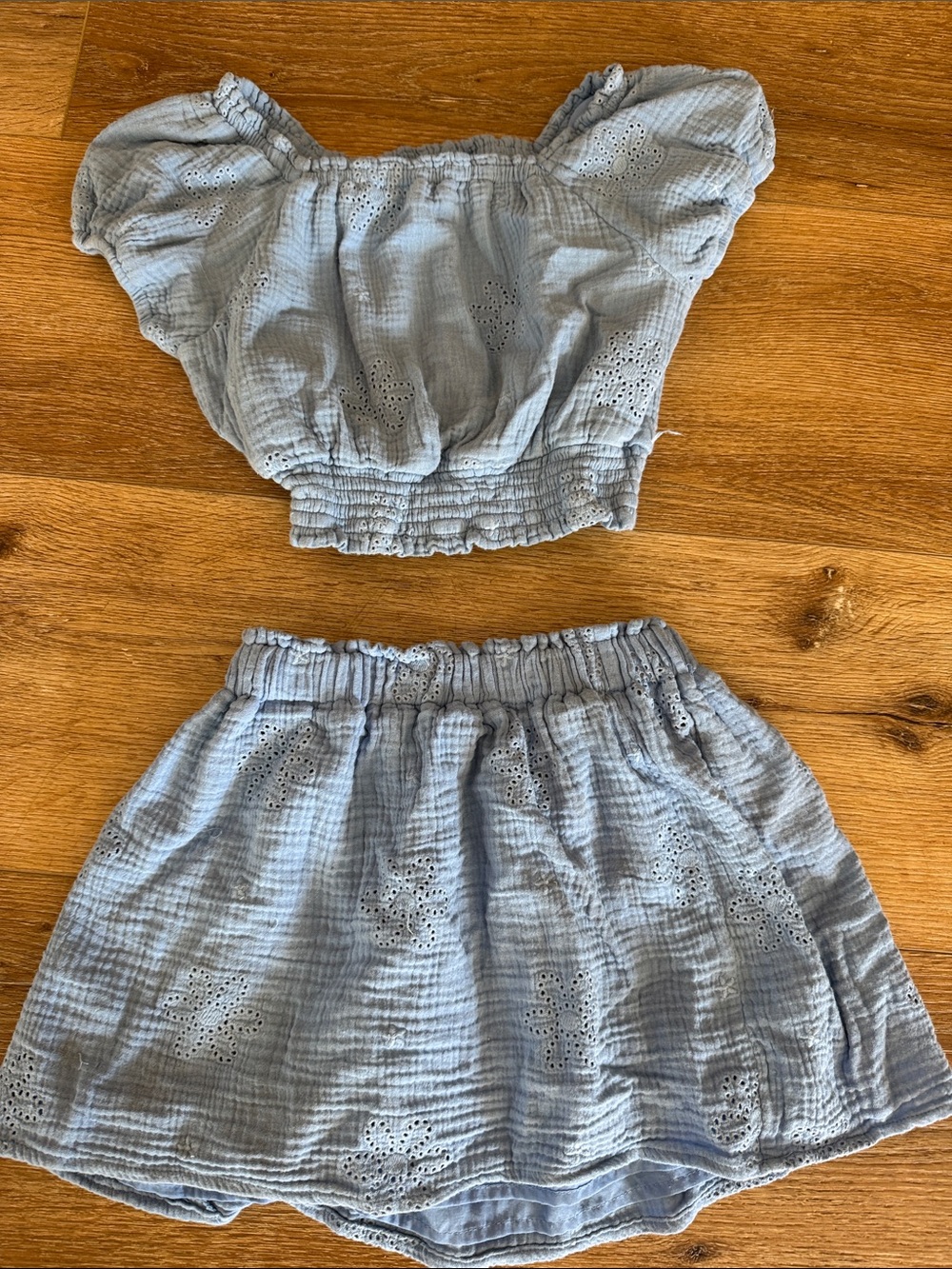 cupcakes & cashmere Light Blue Eyelet Skirt Set